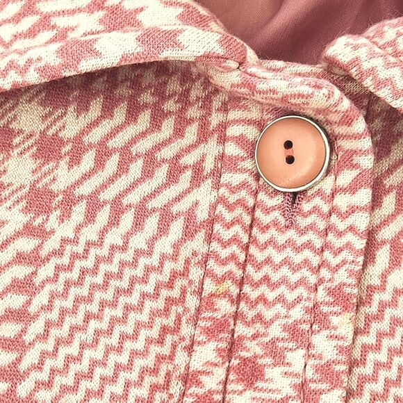 Bleyle for Hooper PeaCoat Womens 14 Pink Houndstooth 100% Virgin Wool Retro Glam - Picture 2 of 10